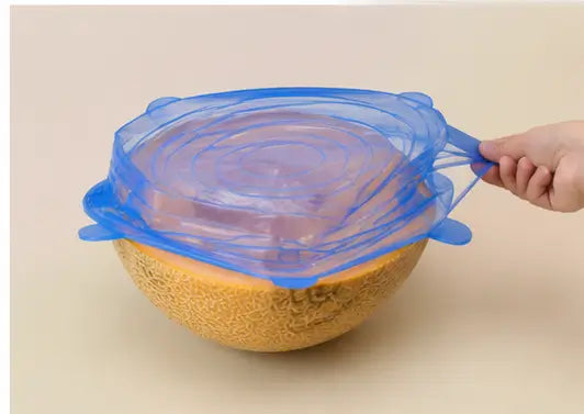 Reusable Silicone Stretch Lids Set – Microwave & Freezer Safe Food Covers for Bowls, Cups & Containers (Pack of 6)