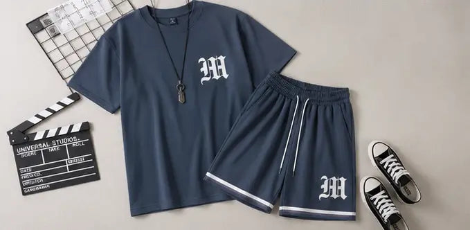STYLOKETH Men's Tracksuit Co-ord Set – Printed T-Shirt & Shorts