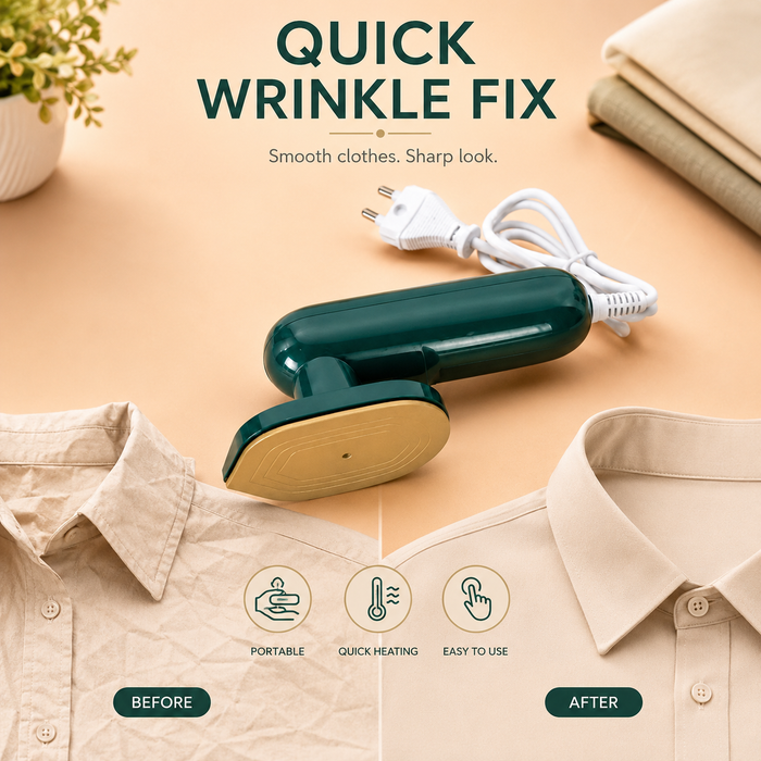 Mini Electric Steam Iron – Portable Travel Iron with Non-Stick Soleplate, Spray & Steam Function