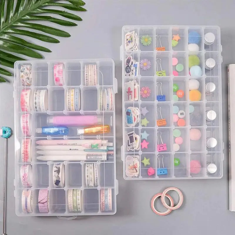 36 Grids Clear Plastic Organizer Jewelry Storage Box with Adjustable Dividers, Transparent Organizer Box (1pc)