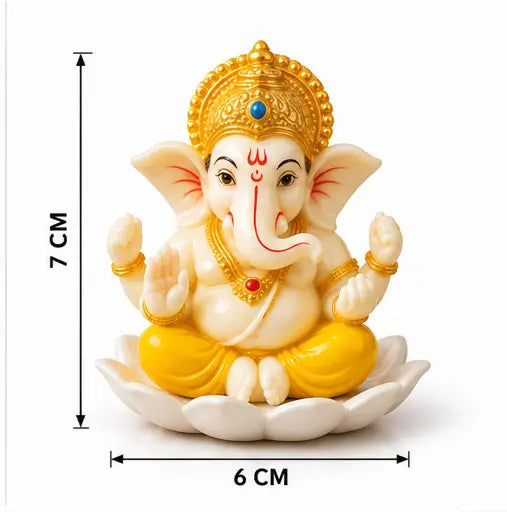 Lord Ganesha Idol for Home Decor & Pooja, Cute Ganpati Murti, Resin, 1 Pc