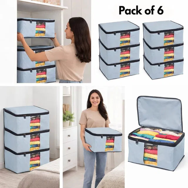 ClosetCube 2-Pack Large Fabric Storage Organizer with Zipper & Clear Viewing Window