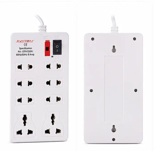 8 Socket Extension Board with 2 Meter Cable | 6A Heavy Duty Power Strip | Universal Multi Plug Extension Board for Home & Office