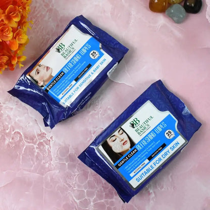Face Wipes for Dry & Sensitive Skin – Gentle Cleansing Refreshing Wet Wipes (25 Pulls, Alcohol-Free)