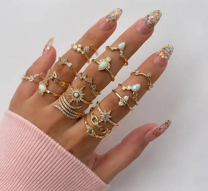 Gold Plated Floral Finger Ring for Women | Elegant Adjustable Alloy Ring for Party, Wedding & Daily Wear