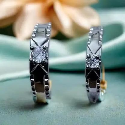 Twin Flame Couple Rings – Adjustable Silver-Plated Sterling Silver with American Diamond, Free Size