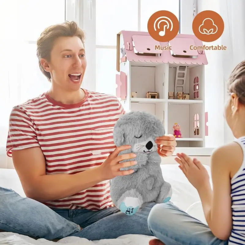 Portable Breathing Teddy Bear Soft Toy Plush Sound Machine, Baby Gift with Music, Lights & Breathing Motion Infant Toys for Newborns, Soft Breathing Stitch Teddy