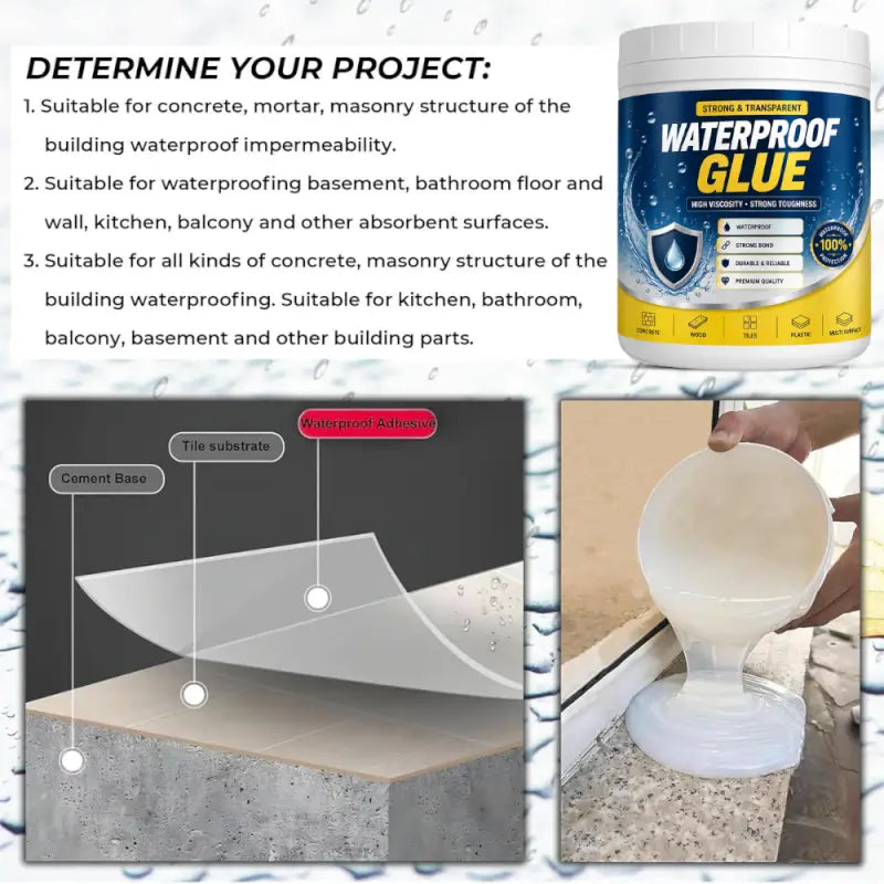 Transparent Waterproof Glue Sealant | High Strength Leak Repair Adhesive for Roof, Wall, Tile, Pipe & Crack Repair