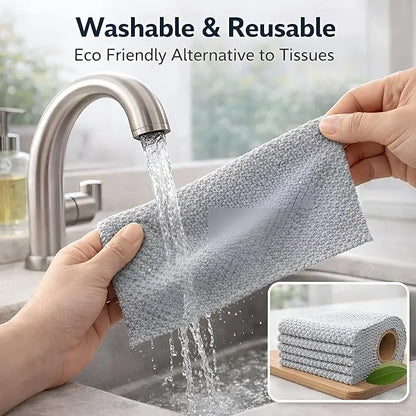 Microfiber Cleaning Cloth Roll – 20 Reusable Tear-Away Towels | Washable Multipurpose Cleaning Wipes for Kitchen, Car, Home & Office | 25 x 25 cm