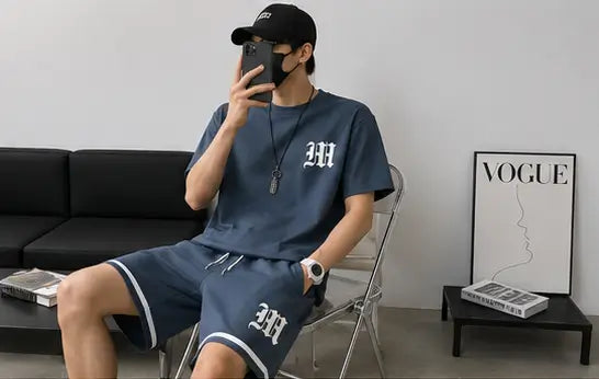 STYLOKETH Men's Tracksuit Co-ord Set – Printed T-Shirt & Shorts