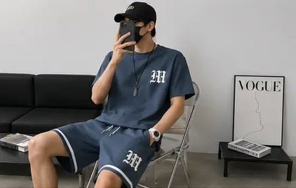 STYLOKETH Men's Tracksuit Co-ord Set – Printed T-Shirt & Shorts