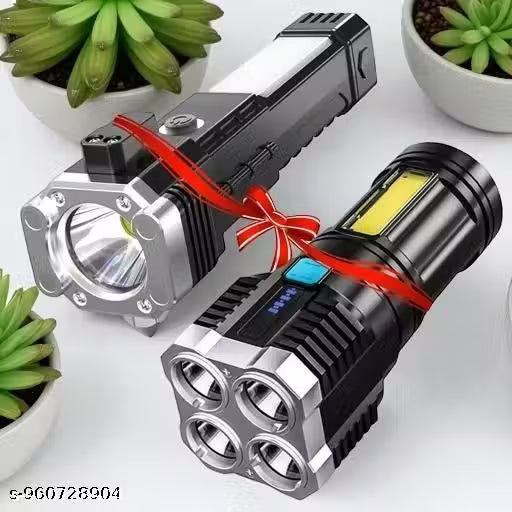 TS Presents Rechargeable Flashlight,Super Bright LED Flashlight Waterproof Handheld Flashlight with 4 Modes for Camping Emergency Hiking hammer combo L19 torch with 4 COB high beam light for emergency light (Pack of 2 )TS 83