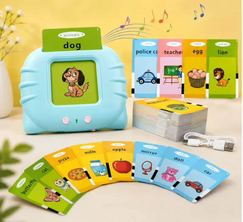 Talking Flash Cards for Kids – 112 Double-Sided Educational Learning Cards with 224 Words, Montessori Toy