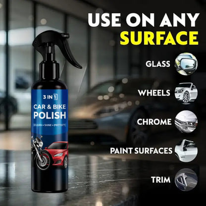 3-in-1 Car & Bike Polish Spray | Clean, Shine & Protect Liquid Polish for Cars, Bikes, Scooters & Automotive Surfaces