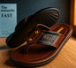 Goodreed Men's Brown Leather Flip Flops – Premium EVA Sole Casual Thong Slippers for Daily Wear