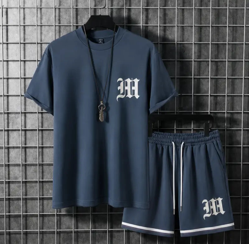 STYLOKETH Men's Tracksuit Co-ord Set – Printed T-Shirt & Shorts