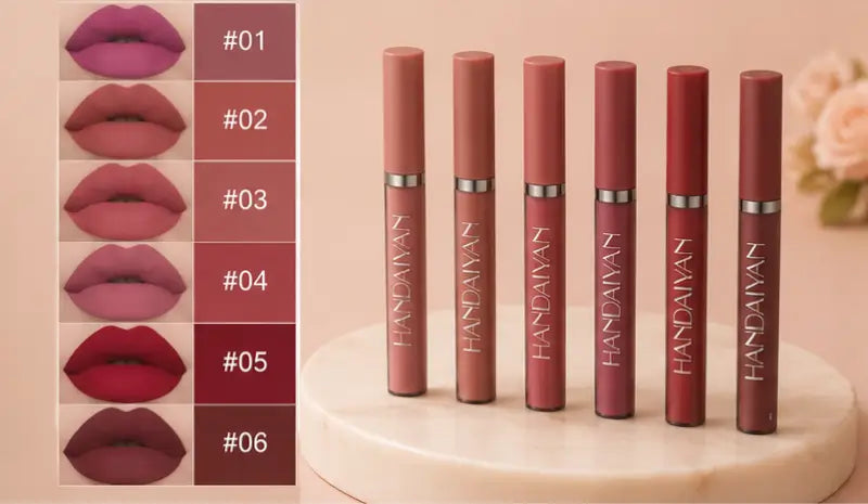 Velvet Liquid Matte Lipstick Set of 6 | Long-Lasting Waterproof & Transfer-Resistant Lip Color Collection