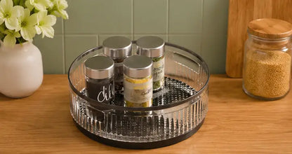 360° Rotating Kitchen Organizer Tray – Multipurpose Plastic Lazy Susan Turntable for Kitchen, Pantry, Cosmetics & Bathroom Storage