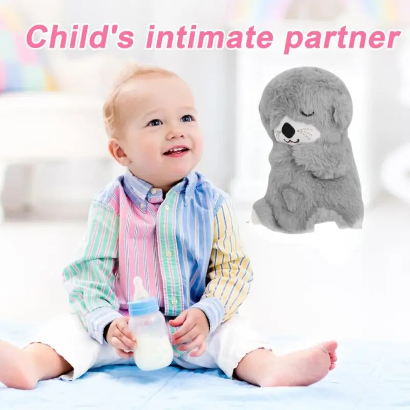 Portable Breathing Teddy Bear Soft Toy Plush Sound Machine, Baby Gift with Music, Lights & Breathing Motion Infant Toys for Newborns, Soft Breathing Stitch Teddy