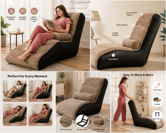 Inflatable Sofa Chair with Footstool & Electric Air Pump – Foldable Air Couch for Indoor & Outdoor Use