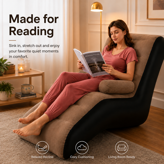 Inflatable Sofa Chair with Footstool & Electric Air Pump – Foldable Air Couch for Indoor & Outdoor Use