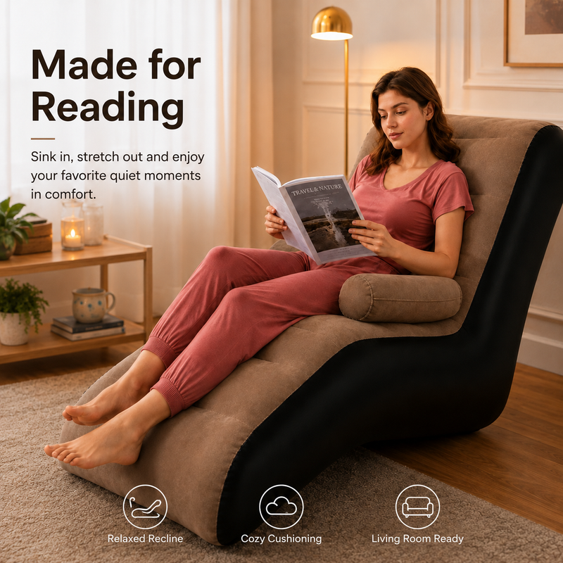 Inflatable Sofa Chair with Footstool & Electric Air Pump – Foldable Air Couch for Indoor & Outdoor Use