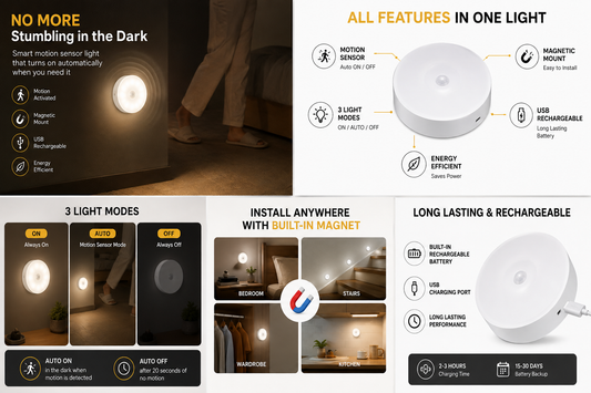 Motion Sensor Light for Home with USB Charging Wireless Self Adhesive LED Body Induction Lamp Sensor Light for Wardrobe Lights with Sensor Night Light for Cupboard Stairs (White)