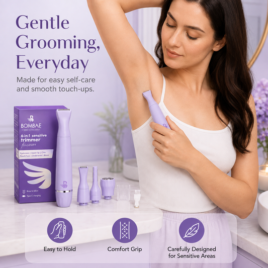 6-in-1 Sensitive Trimmer for Women – Cordless Waterproof Body, Bikini & Facial Hair Trimmer with C-Type Charging