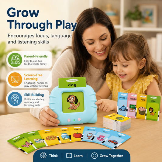 Talking Flash Cards for Kids – 112 Double-Sided Educational Learning Cards with 224 Words, Montessori Toy