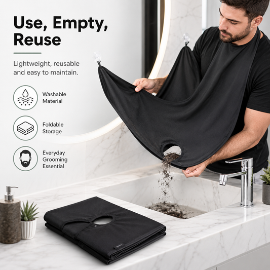 Black Beard Apron Hair Clippings Catcher Grooming Bib