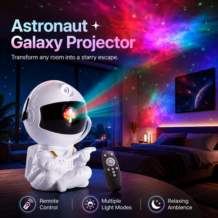 Astronaut Galaxy Projector Night Light 360 Degree Rotating Nebula Star LED Lamp with Remote Timer for Kids Bedroom and Home Decor