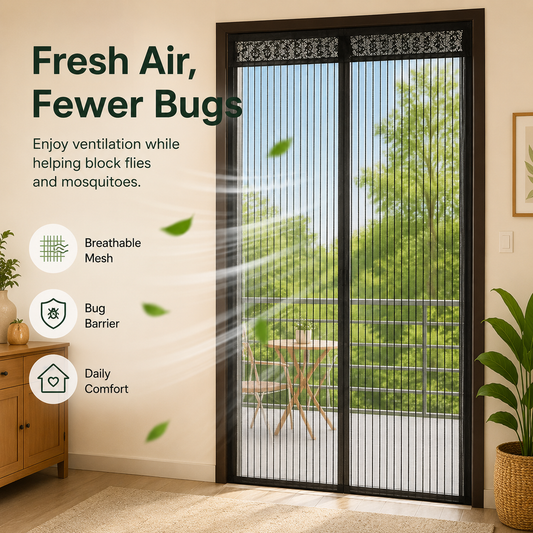 Heavy Quality Magnetic Door Mosquito Net – Full Coverage Polyester Mesh Curtain with Auto Magnetic Closure