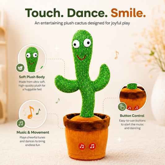 Dancing Musical Cactus Toy – Singing, Dancing Plush Interactive Sound Toy for Kids