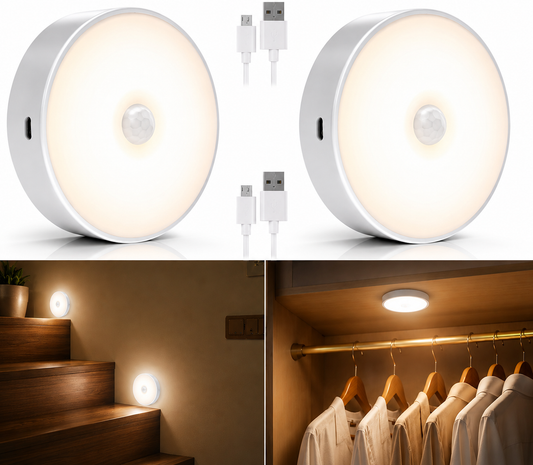 Motion Sensor Light for Home with USB Charging Wireless Self Adhesive LED Body Induction Lamp Sensor Light for Wardrobe Lights with Sensor Night Light for Cupboard Stairs (White)