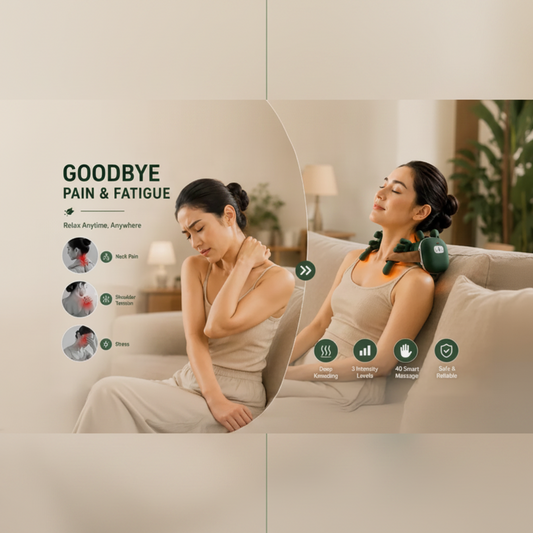 Heated Neck & Back Massager – Wireless Portable Shiatsu 4D Kneading Electric Massager for Relaxation