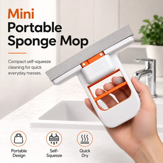 Mini Foldable Handheld Mop Self Squeezing Kitchen Wiper Cleaning Tool for Home and Car Detailing