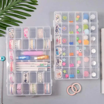 36 Grids Clear Plastic Organizer Jewelry Storage Box with Adjustable Dividers, Transparent Organizer Box (1pc)