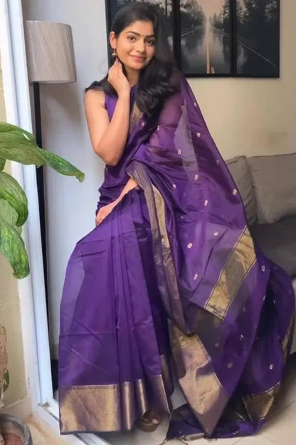 Cotton Saree  The Graceful Violet Glow Collection