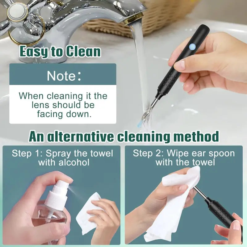 Earwax Removal Tool Kit with HD Camera Wifi Connection & 6 LED Lights Endoscope Tool Ear Cleaner for iOS & Android + 11 Silicone Tips Free- Black