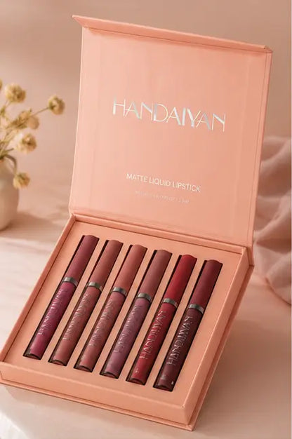 Velvet Liquid Matte Lipstick Set of 6 | Long-Lasting Waterproof & Transfer-Resistant Lip Color Collection