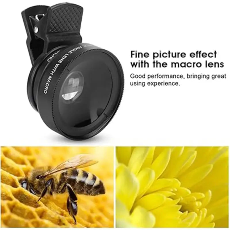 0.45X Universal Wide Angle & Macro Clip-On Phone Camera Lens – External Mobile Lens for Smartphones (With Color Box).