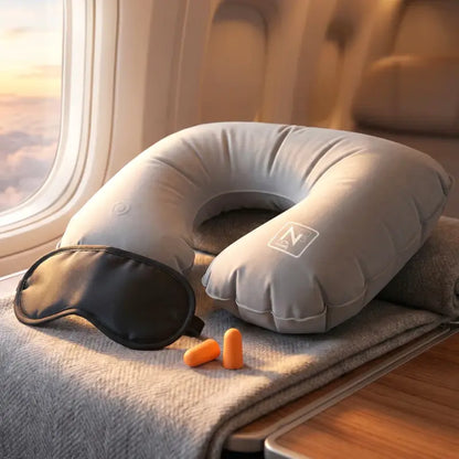 Inflatable Travel Neck Pillow | Soft U-Shaped Air Cushion for Flight, Car & Office Travel