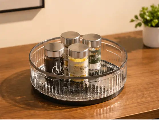360° Rotating Kitchen Organizer Tray – Multipurpose Plastic Lazy Susan Turntable for Kitchen, Pantry, Cosmetics & Bathroom Storage