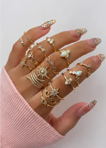Gold Plated Floral Finger Ring for Women | Elegant Adjustable Alloy Ring for Party, Wedding & Daily Wear