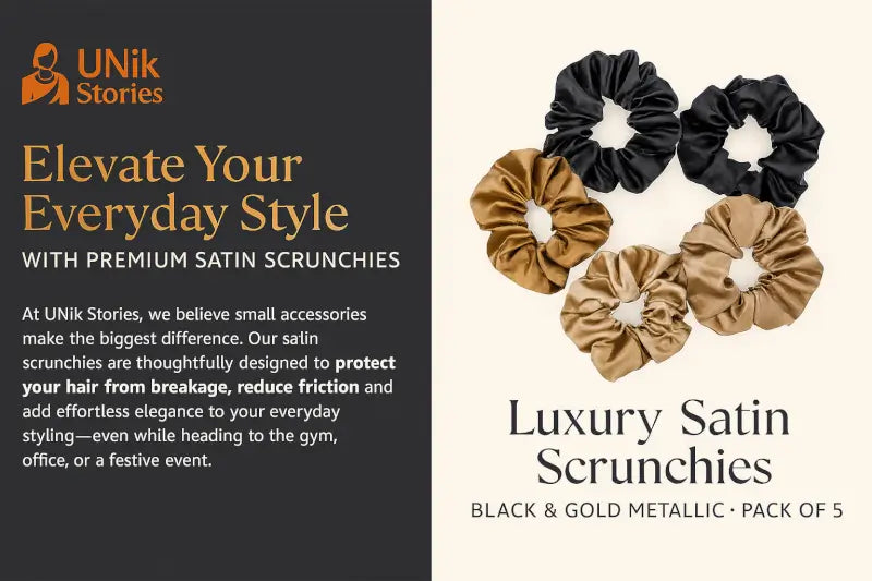 Luxury Satin Hair Scrunchies for Women, Hair Band | Rubber Band | Hair Ties (Pack of 5)