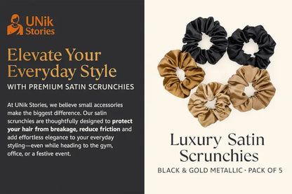 Luxury Satin Hair Scrunchies for Women, Hair Band | Rubber Band | Hair Ties (Pack of 5)