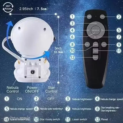 Astronaut Galaxy Projector Night Light 360 Degree Rotating Nebula Star LED Lamp with Remote Timer for Kids Bedroom and Home Decor