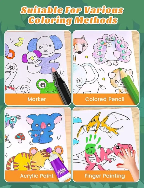 Kids Drawing Paper Roll, 30 x 300 cm, Large Colouring Poster with Animals, Transport, Space, Dinosaur Designs
