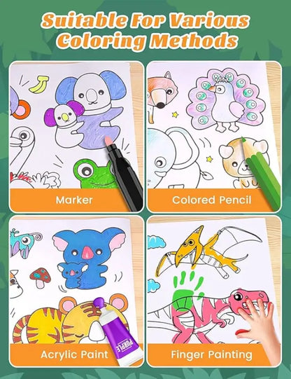 Kids Drawing Paper Roll, 30 x 300 cm, Large Colouring Poster with Animals, Transport, Space, Dinosaur Designs