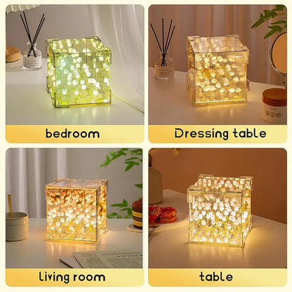 3D Tulip LED Night Lamp with Infinity Mirror – DIY Decorative Table Lamp for Bedroom, Living Room & Home Décor